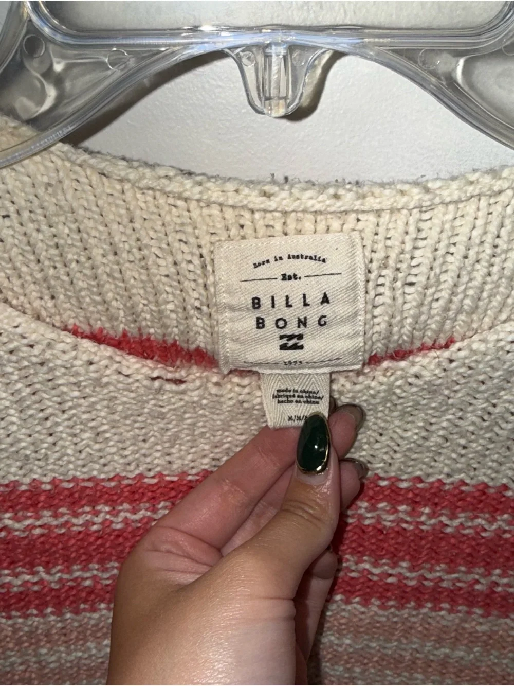 $60 PRE-OWNED Billabong Seeing Multi-Colored Stripes Cropped Pullover Sweater M